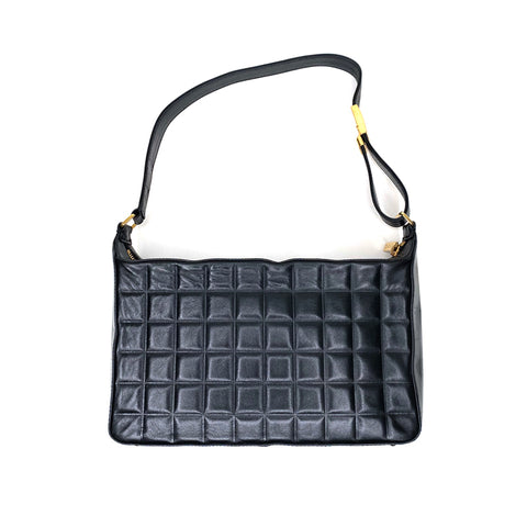 シャネル CHANEL チョコレートバー ショルダーバッグ ラムスキン  2003年 ショルダーバッグ ラムスキン ブラック WS1756