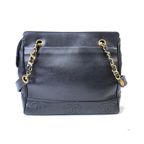 シャネル CHANEL トリプルココ キャビアスキン チェーンショルダー 1997年 ショルダーバッグ VINTAGE 中古 定番 レザー ブラック WS1770