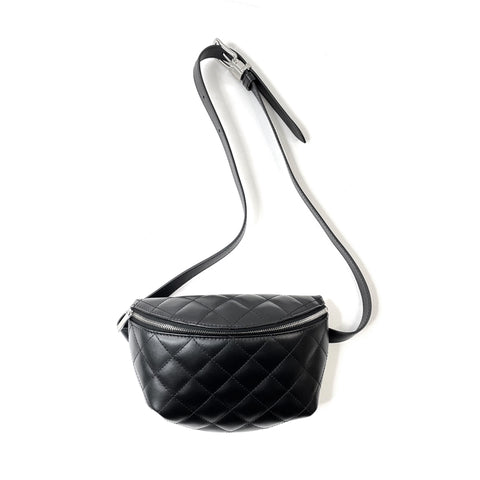 Chanel Chanel Matelasse 2021 Sac de taille en peau d'agneau noir WS1809