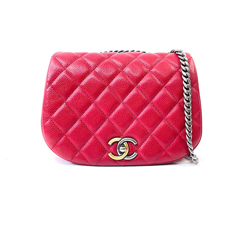 シャネル CHANEL 2016年 ショルダーバッグ VINTAGE 中古 定番 カーフ レッド WS1888