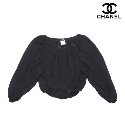 Chanel Mesh Top Size 42 2006 Shirt à manches longues Rayon Black WS1931