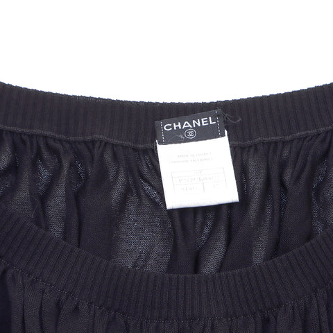 Chanel mesh top size 42 2006 long sleeve shirt rayon black WS1931