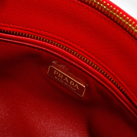 プラダ PRADA レザー ガレリア フラワー 2way ハンドバッグ レッド WS20000