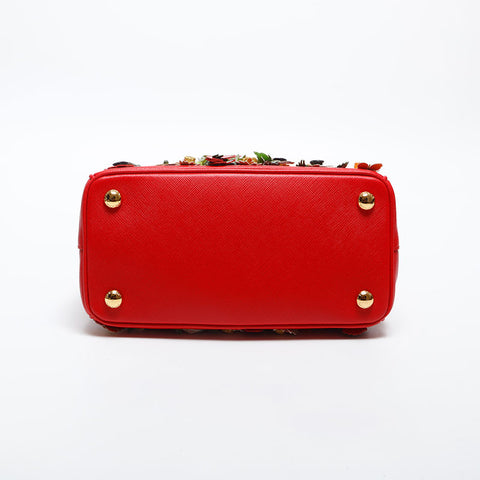 プラダ PRADA レザー ガレリア フラワー 2way ハンドバッグ レッド WS20000