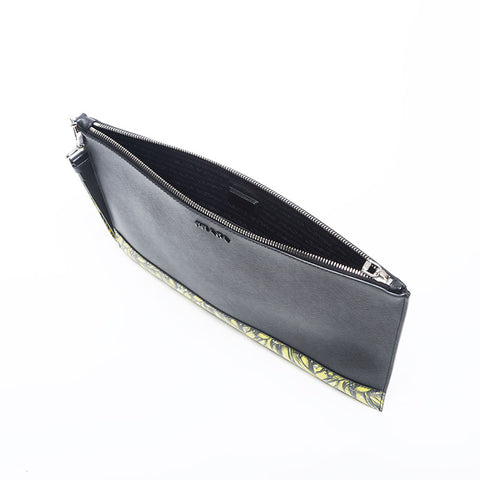 PRADA Saffiano Active Botanical Clutch bag black WS20003