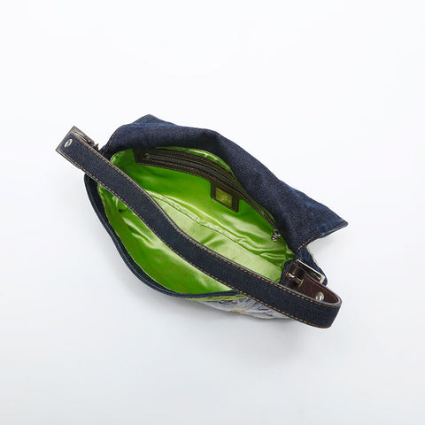 フェンディ FENDI デニム フラワー マンマバケット ショルダーバッグ ネイビー WS20005