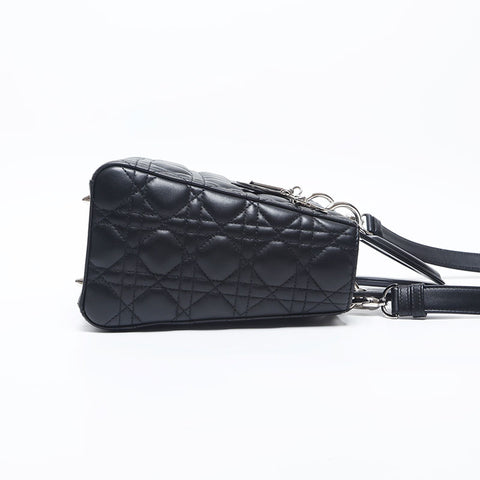 クリスチャンディオール Christian Dior レディ ディオール 2way シルバー金具 ミディアム ハンドバッグ ブラック WS20007