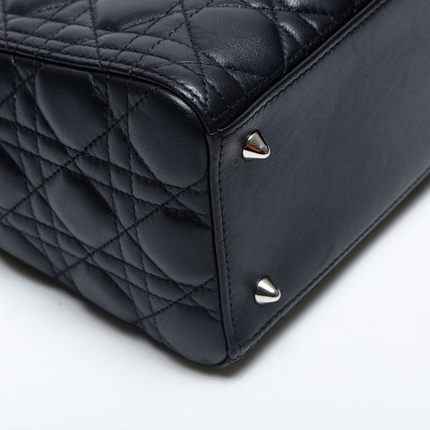 クリスチャンディオール Christian Dior レディ ディオール 2way シルバー金具 ミディアム ハンドバッグ ブラック WS20007