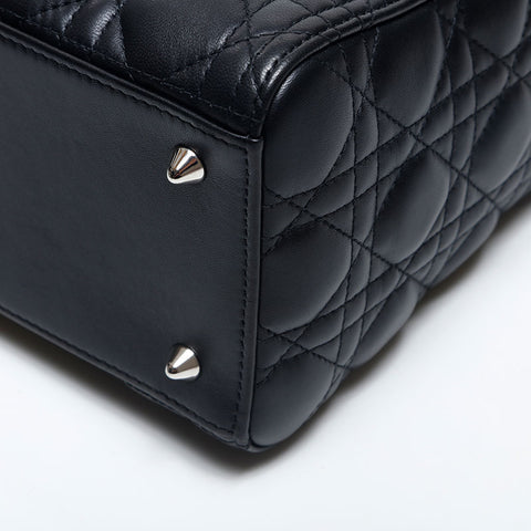 クリスチャンディオール Christian Dior レディ ディオール 2way シルバー金具 ミディアム ハンドバッグ ブラック WS20007