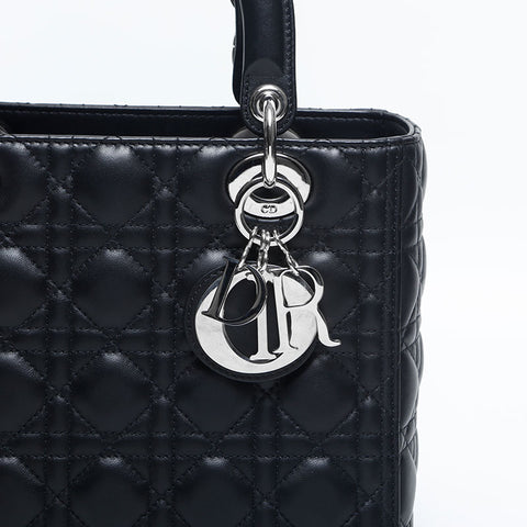クリスチャンディオール Christian Dior レディ ディオール 2way シルバー金具 ミディアム ハンドバッグ ブラック WS20007