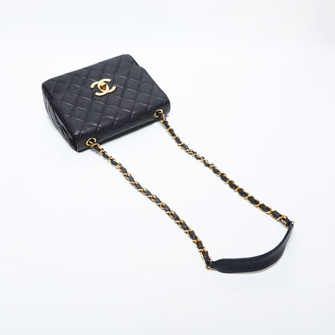 CHANEL No. 3 1994-1999 鱼子酱皮方形马特拉斯单肩包 黑色 WS20008