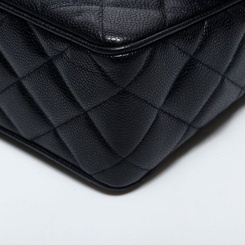 CHANEL No. 3 1994-1999 Caviar Skin Square Matelasse Shoulder Bag black WS20008