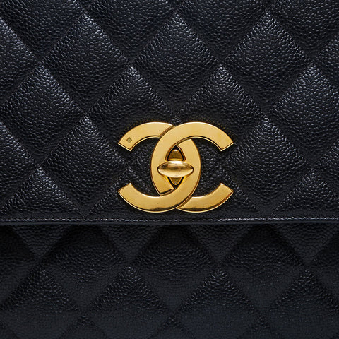 CHANEL No. 3 1994-1999 Caviar Skin Square Matelasse Shoulder Bag black WS20008