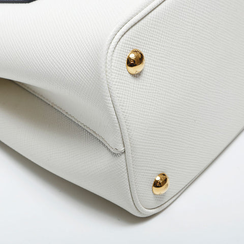 PRADA Saffiano 2way Leather Handbag white WS20014