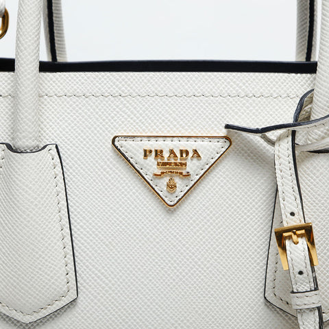 PRADA Saffiano 2way Leather Handbag white WS20014