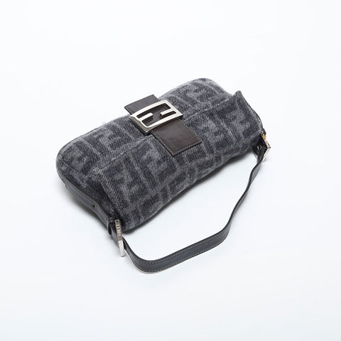 FENDI Wool Zucca Mamma Baguette Shoulder Bag gray WS20015