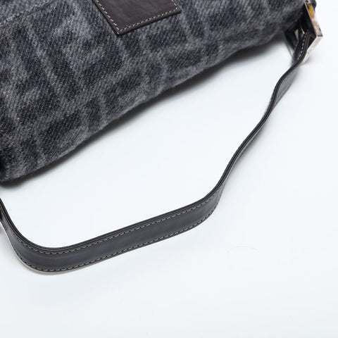 FENDI Wool Zucca Mamma Baguette Shoulder Bag gray WS20015