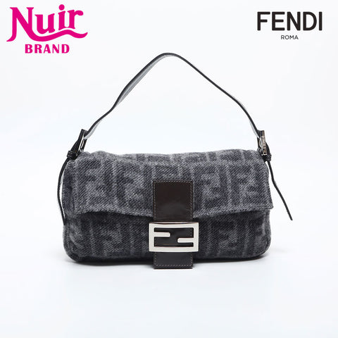 FENDI Wool Zucca Mamma Baguette Shoulder Bag gray WS20015