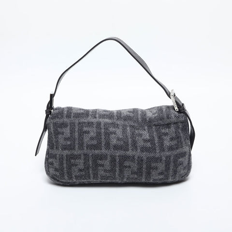FENDI Wool Zucca Mamma Baguette Shoulder Bag gray WS20015