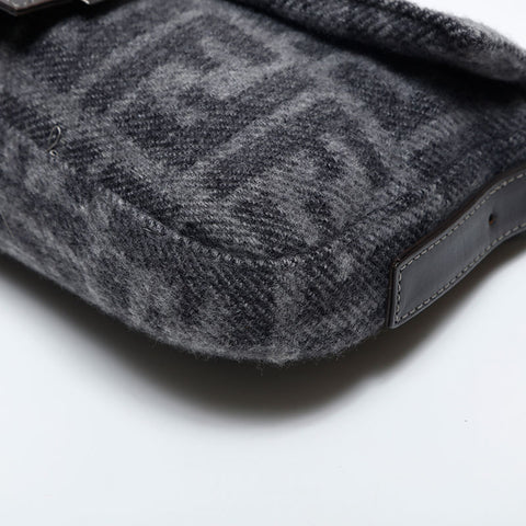 FENDI Wool Zucca Mamma Baguette Shoulder Bag gray WS20015