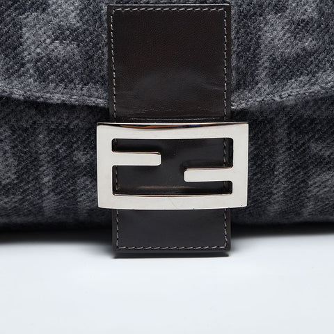 FENDI Wool Zucca Mamma Baguette Shoulder Bag gray WS20015