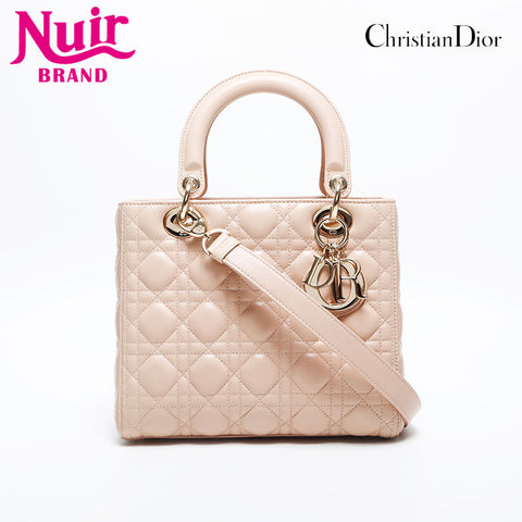 Christian Dior Ladies 2way Leather Medium Handbag pink WS20017