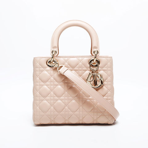 Christian Dior Ladies 2way Leather Medium Handbag pink WS20017