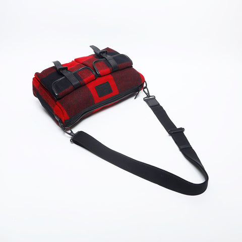 BURBERRY Wool Nova Check Shoulder Bag Red WS20018
