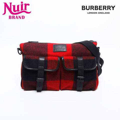 BURBERRY Wool Nova Check Shoulder Bag Red WS20018