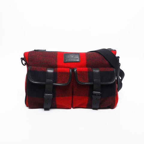 BURBERRY Wool Nova Check Shoulder Bag Red WS20018