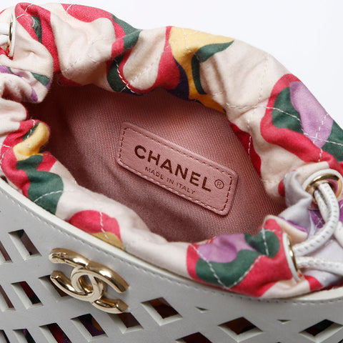 CHANEL 31st Series 2021 Leather Basket Bag Drawstring Bag Shoulder Bag white WS20022