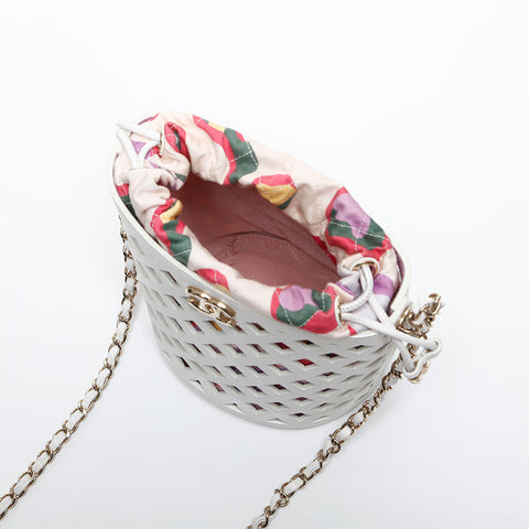 CHANEL 31st Series 2021 Leather Basket Bag Drawstring Bag Shoulder Bag white WS20022