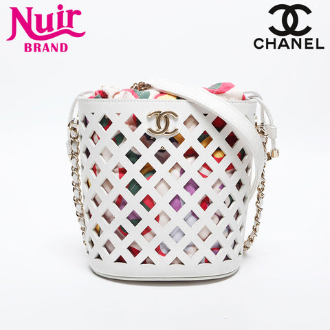 CHANEL 31st Series 2021 Leather Basket Bag Drawstring Bag Shoulder Bag white WS20022