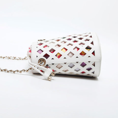 CHANEL 31st Series 2021 Leather Basket Bag Drawstring Bag Shoulder Bag white WS20022