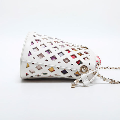 CHANEL 31st Series 2021 Leather Basket Bag Drawstring Bag Shoulder Bag white WS20022