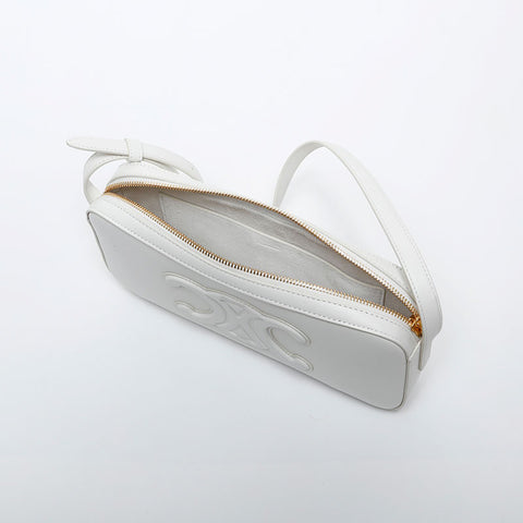 極美品 セリーヌ CELINE レザー トリオンフ ショルダーバッグ ホワイト WS20024