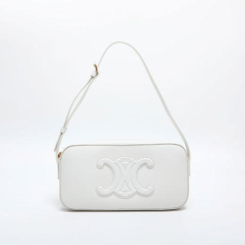 CELINE Leather Triomphe Shoulder Bag white WS20024