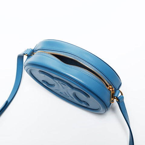 CELINE Leather Small Oval Triomphe Valpers Shoulder Bag blue WS20025
