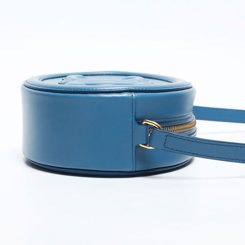 CELINE Leather Small Oval Triomphe Valpers Shoulder Bag blue WS20025