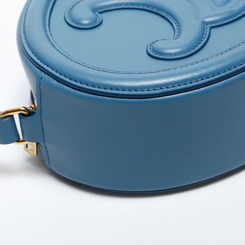 CELINE Leather Small Oval Triomphe Valpers Shoulder Bag blue WS20025