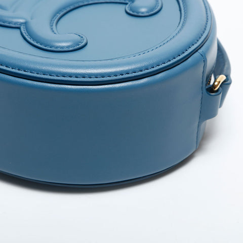 CELINE Leather Small Oval Triomphe Valpers Shoulder Bag blue WS20025