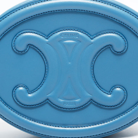 CELINE Leather Small Oval Triomphe Valpers Shoulder Bag blue WS20025