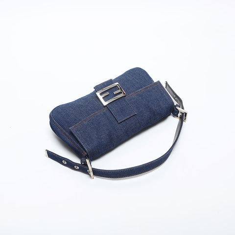 フェンディ FENDI デニム マンマバケット ハンドバッグ ネイビー WS20027