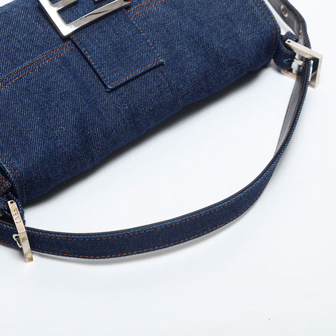 フェンディ FENDI デニム マンマバケット ハンドバッグ ネイビー WS20027