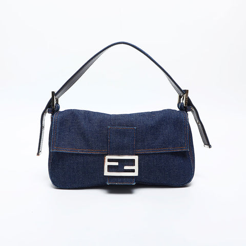 フェンディ FENDI デニム マンマバケット ハンドバッグ ネイビー WS20027