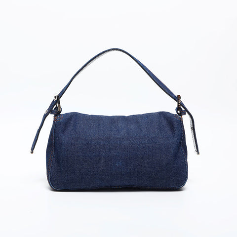 フェンディ FENDI デニム マンマバケット ハンドバッグ ネイビー WS20027