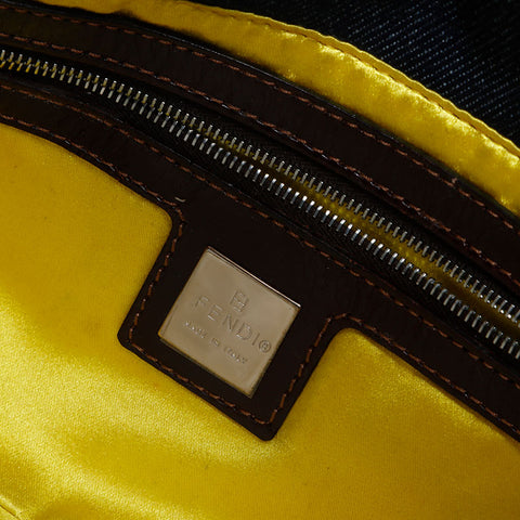 フェンディ FENDI デニム フラワー マンマバケット ショルダーバッグ ネイビー WS20031