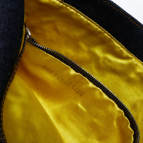 フェンディ FENDI デニム フラワー マンマバケット ショルダーバッグ ネイビー WS20031