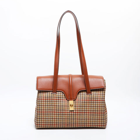 CELINE Teen Soft 16 Medium Canvas Shoulder Bag Brown WS20033