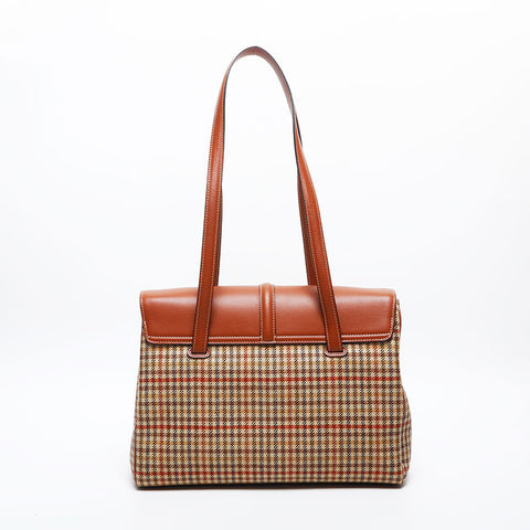 CELINE Teen Soft 16 Medium Canvas Shoulder Bag Brown WS20033